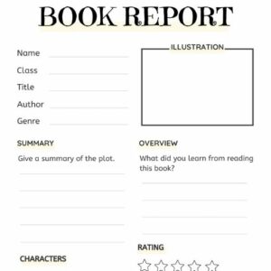 Book report template for ks1, ks2, ks3 kids