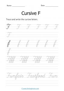 cursive f | letter f in cursive | Cursive writing Worksheet