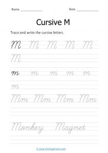 cursive m | letter m in cursive | Cursive writing Worksheet