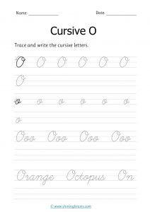 cursive o | letter o in cursive | Cursive writing Worksheet