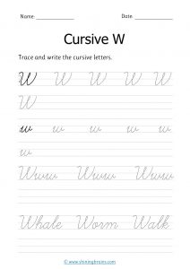 cursive w | letter w in cursive | Cursive writing Worksheet