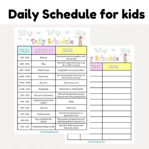 best daily schedule for kids | free template