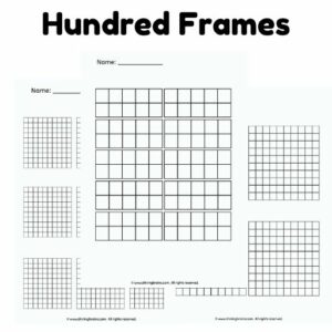 hundred frames | 10 ten frames worksheets | number bonds to 100