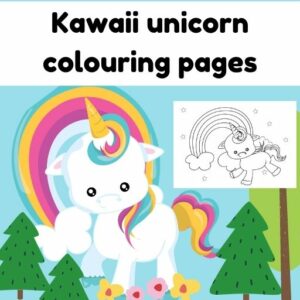 kawaii unicorn colouring page free printable