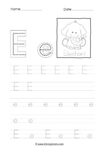 tracing letter e worksheet | alphabet e